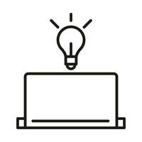 icono de estilo de línea de elearning de educación y desarrollo en línea de creatividad portátil vector