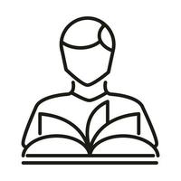 avatar leyendo un libro educación y desarrollo en línea icono de estilo de línea elearning vector