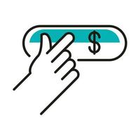 hand with dollar label line style icon vector design