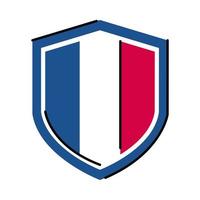 Francia escudo línea y diseño de vector de icono de estilo de relleno