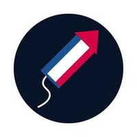 Francia bloque de fuegos artificiales y diseño de vector de icono de estilo plano