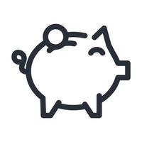 Coin over piggy line style icon vector design