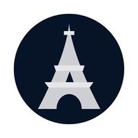 Francia bloque de la torre eiffel y diseño de vector de icono de estilo plano