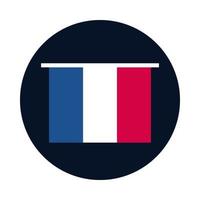 Francia bloque de bandera y diseño de vector de icono de estilo plano