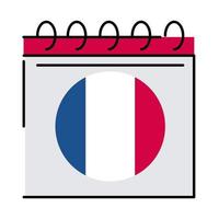 Francia calendario línea y diseño de vector de icono de estilo de relleno