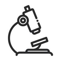 icono de estilo de línea de investigación y ciencia de laboratorio de equipo de microscopio vector