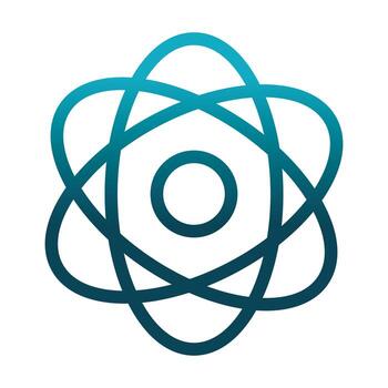 atom molecule laboratory science and research gradient style icon vector