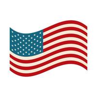 happy independence day waving american flag national symbol flat style icon vector