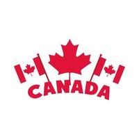 canada day flags in pole maple leaf lettering design flat style icon vector