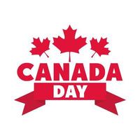 canada day lettering maple leaves ribbon celebration flat style icon vector