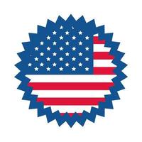 4 de julio día de la independencia insignia de la bandera americana celebración icono de estilo plano vector