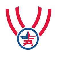 4 de julio día de la independencia medalla estrella bandera americana honor icono de estilo plano vector