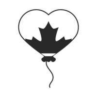 canada day balloon shaped heart with maple leaf celebration silhouette style icon vector