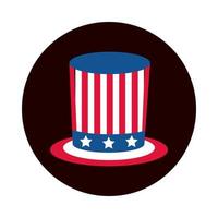 4th of july independence day top hat with american flag block and flat style icon vector