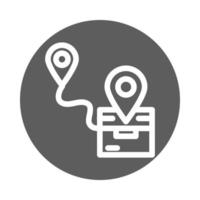 delivery cargo service logistic cardboard box gps navigation tracker block style icon vector