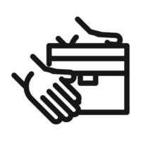 hands giving box delivery cargo service logistic line style icon vector