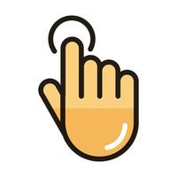 hand touching button internet web technology interface line and fill style icon vector