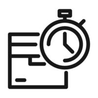 fast delivery cargo service logistic cardboard box stopwatch line style icon vector