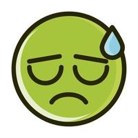 sweat funny smiley emoticon face expression line and fill icon vector