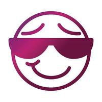 sunglasses funny smiley emoticon face expression gradient style icon vector