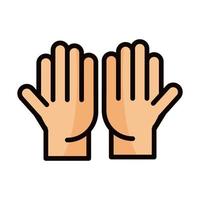 open hands gesture palm traditional line and fill icon vector