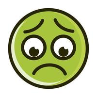 worried funny smiley emoticon face expression line and fill icon vector