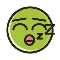 Dormir divertido emoticon sonriente cara expresión línea e icono de relleno vector