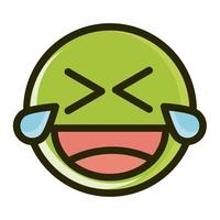 laugh tears funny smiley emoticon face expression line and fill icon vector