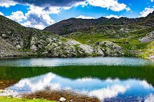 Lake and rocky moutains photo