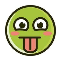 stuck out tongue funny smiley emoticon face expression line and fill icon vector