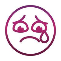 sad tear funny smiley emoticon face expression gradient style icon vector