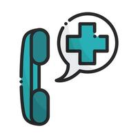 telephone help line health care equipment medical line and fill icon vector