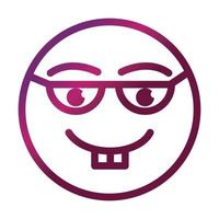 nerd divertido smiley emoticon cara expresión gradiente estilo icono vector