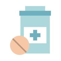 medicine pills bottle health care equipment medical flat style icon vector