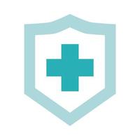icono de estilo plano de atención médica cruzada de protección de escudo médico vector