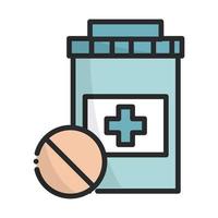 medicine pills bottle health care equipment medical line and fill icon vector