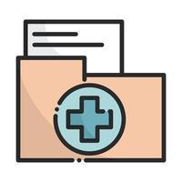folder report medicine health care equipment medical line and fill icon vector