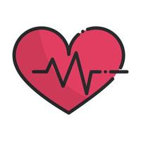 heartbeat pulse health care equipment medical line and fill icon vector