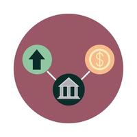 mobile banking bank growth money increase block style icon vector
