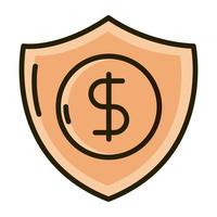 shield protection money business financial investing line and fill icon vector