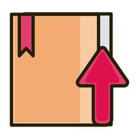 cardboard box up arrow business financial investing line and fill icon vector