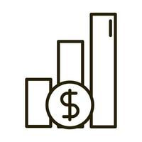statistics money coin business financial investing line style icon vector