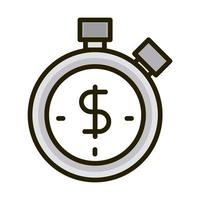 stopwatch time money business financial investing line and fill icon vector