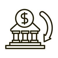 icono de estilo de línea de inversión financiera de negocios de transacciones bancarias de dinero vector