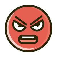 rage funny smiley emoticon face expression line and fill icon vector