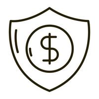 escudo protección dinero negocio inversión financiera icono de estilo de línea vector