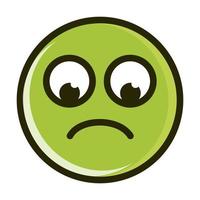 sad funny smiley emoticon face expression line and fill icon vector