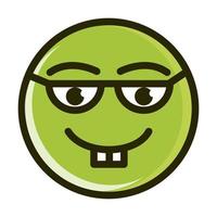 nerd funny smiley emoticon face expression line and fill icon vector