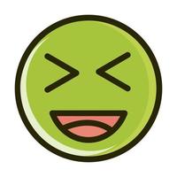 laugh close eyes funny smiley emoticon face expression line and fill icon vector