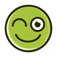 wink funny smiley emoticon face expression line and fill icon vector